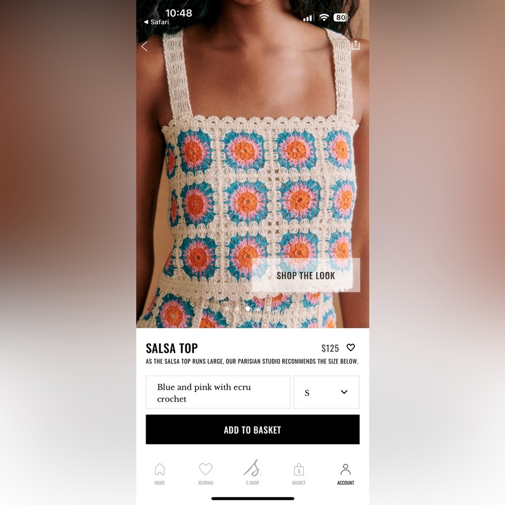 Sézane Salsa Top, size M, worn once. There is blue stain near armpit